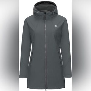 Gray Jacket Long Fleece-Lined Waterproof Parka Women's
